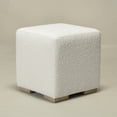 thumbnail image 3 of 18.5" Wide Modern Square Boucle Upholstered Ottoman with Solid Wood Legs, Multi-Functional Sofa Footrest, Side Table, Extra Seating for Living Room, Bedroom, Fully Assembled (White), 3 of 15