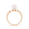 thumbnail image 2 of Angara Solitaire Japanese Akoya Cultured Pearl Bypass Ring with Diamonds in 14K Rose Gold for Women | June Birthstone Jewelry for Her, 2 of 8