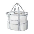 thumbnail image 3 of Bolso de playa de malla, bolsa de almacenamiento de red, bolso de mano para artículos esenciales de vacaciones en piscina, natación y viajes. Gris, 3 of 8