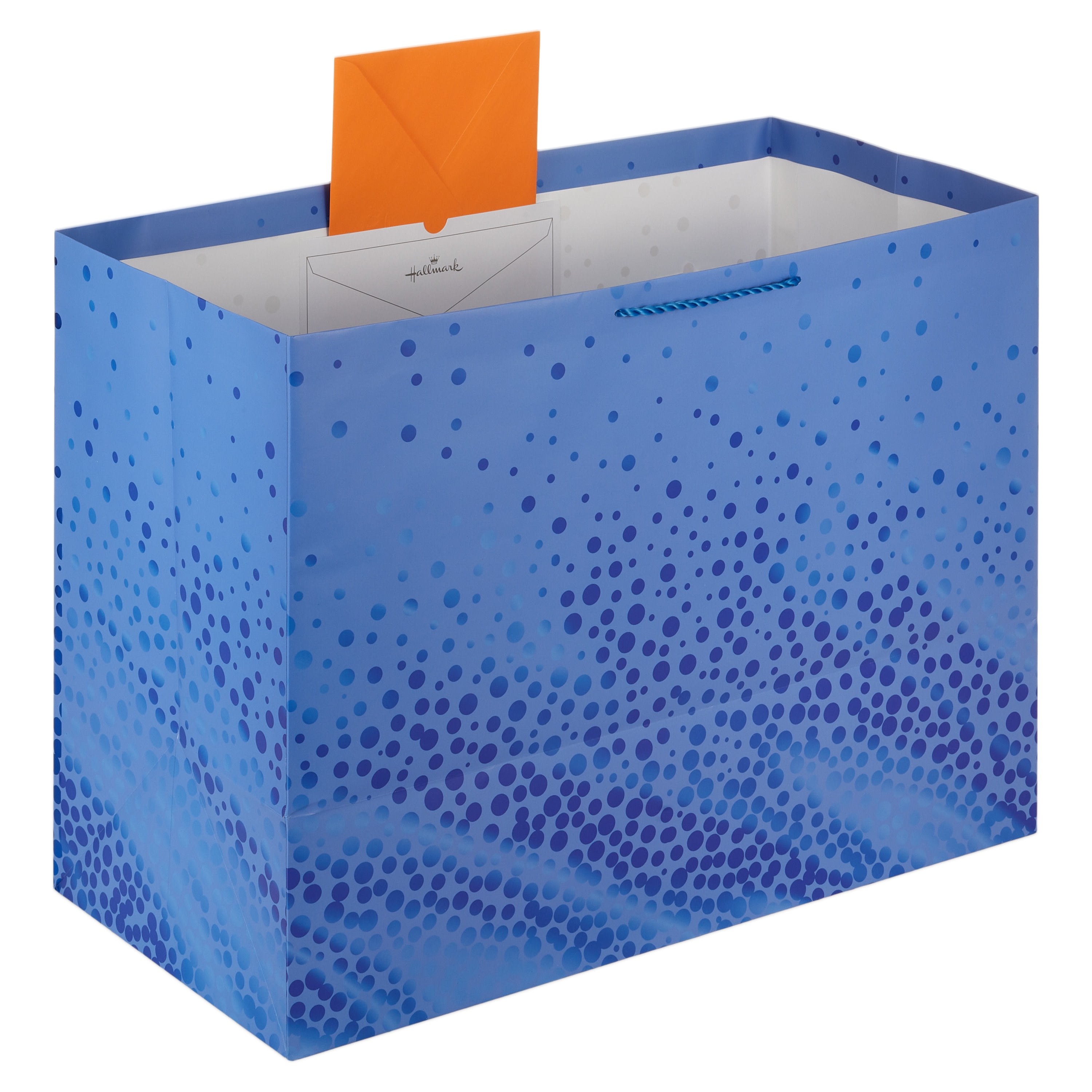 Hallmark Jumbo Horizontal Gift Bag (Blue with Cascading Blue Foil Dots)
