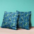 thumbnail image 5 of Amrita Sen Designs CAPL1149BrCDS-BL-18x18 18 x 18 in. Checkerboard Marigold Flowers Broadcloth Indoor & Outdoor Blown & Closed Pillow - Blue & Green, 5 of 5