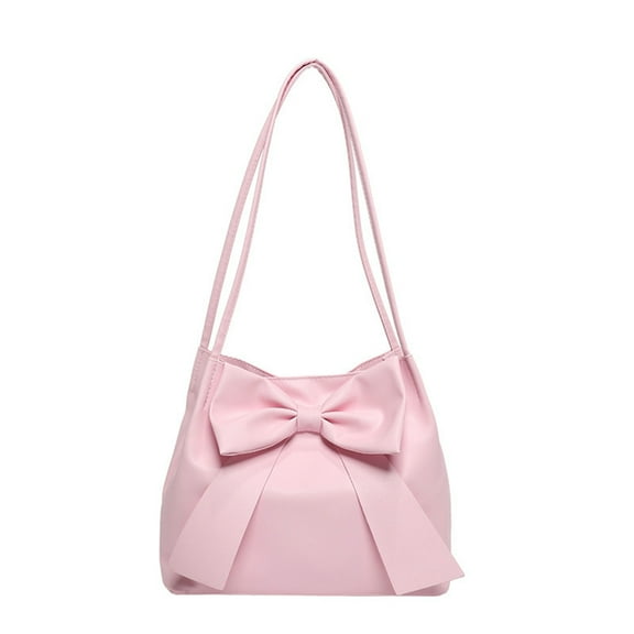 HUISZJ Bow Shoulder Bag, PU Tote Handbag, Underarm Bag Sling Bag for Work Travel Outdoor (Pink)