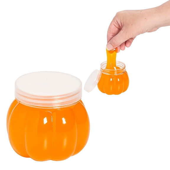 2" Orange Slime in Pumpkin-Shaped Plastic Containers - 12 Pieces