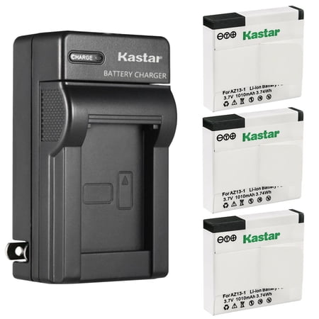 Kastar 3-Pack Battery and AC Wall Charger Replacement for Xiaomi YI AZ13-1, Xiaomi YI AZ13-2 Battery, Xiaomi Yi 1 Action Camera, Xiaomi Xiaoyi 1080P 16.0MP CMOS Sports Action Camera Camcorder