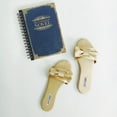 thumbnail image 6 of Cape Robbin Sadie-2 Nude Gold Satin Bow Comfortable Slides Mules Flat Sandals, 6 of 7