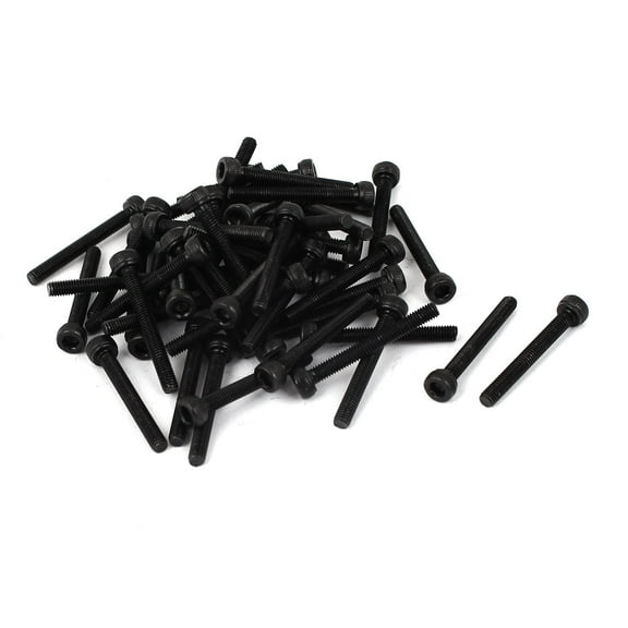 Uxcell M3 x 25mm Carbon Steel Hex Socket Cap Head Screws Bolts Fastener Black 50 Pack
