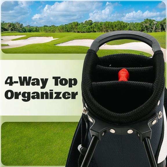 Ultra-Lite Golf Stand Bag - 3 Lbs, 4 Way Divider Portable Carry Case with Rain Hood