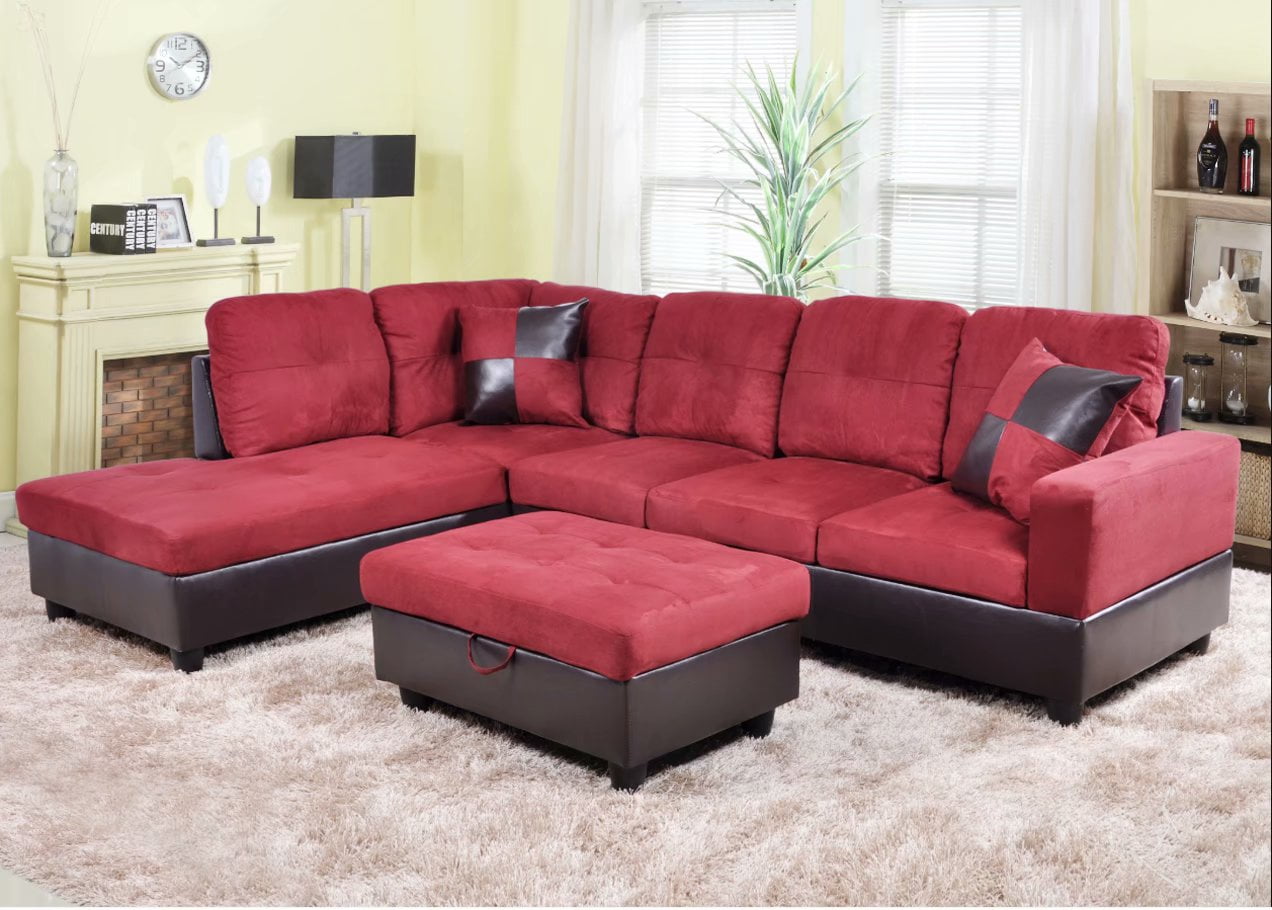 Ainehome Microfiber Sectional Sofa Set, 3PC LShaped Living Room
