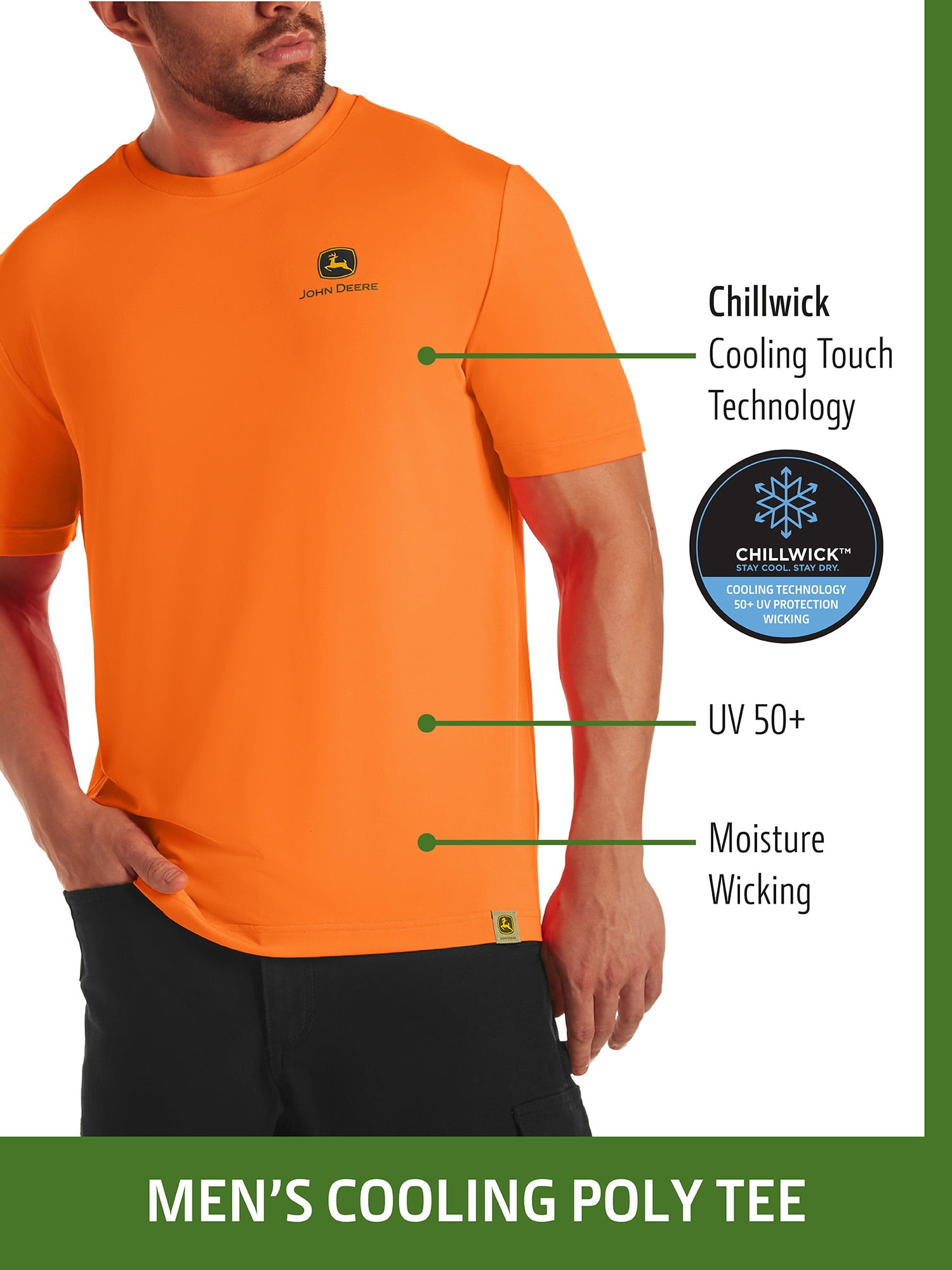 John Deere Chillwick™ Cooling Poly Logo Tee, Sizes S-3XL