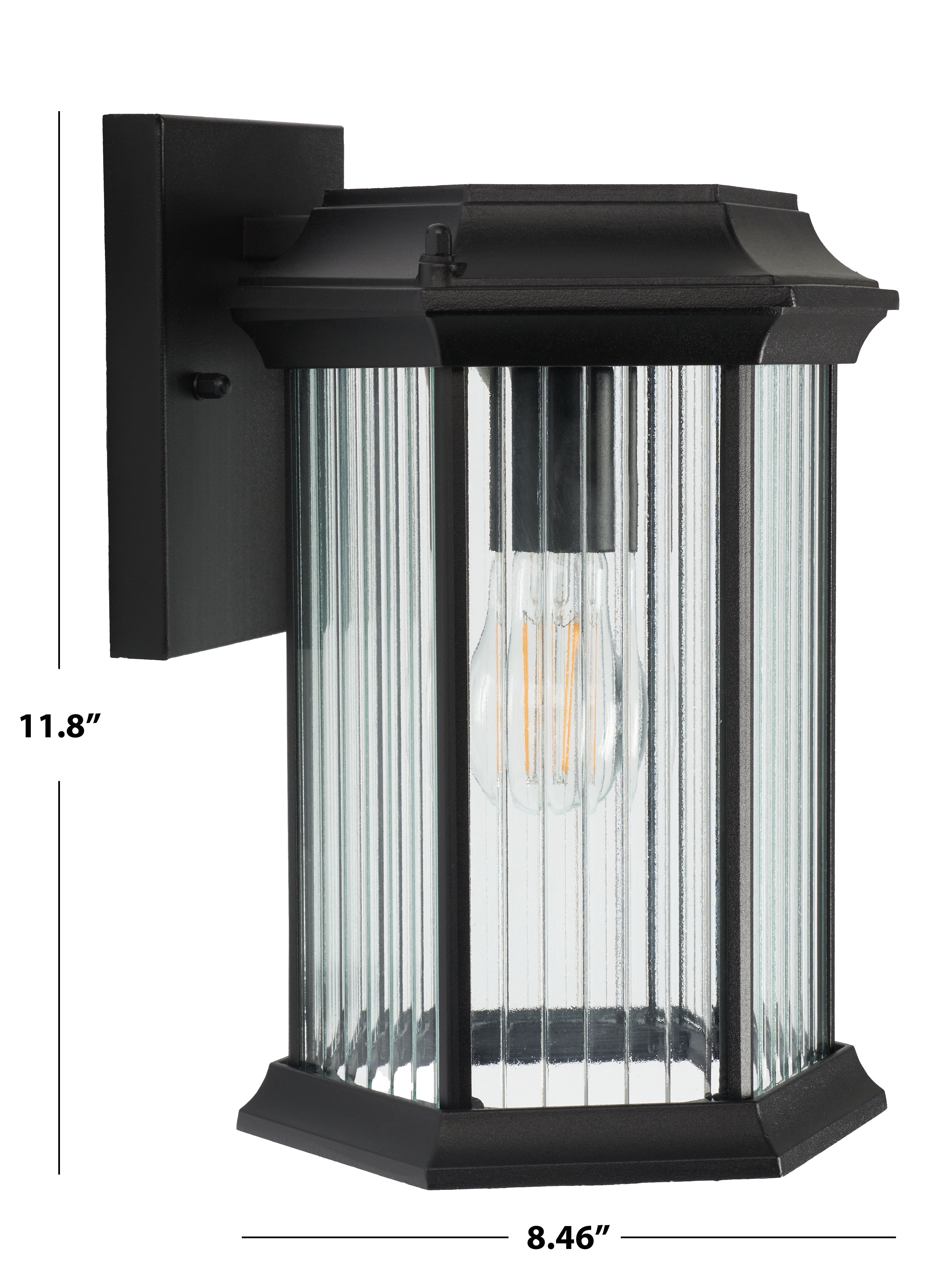 SAFAVIEH Hylan 2-Light A19 Black Steel Wall Sconce with Clear Shade, Set of 2
