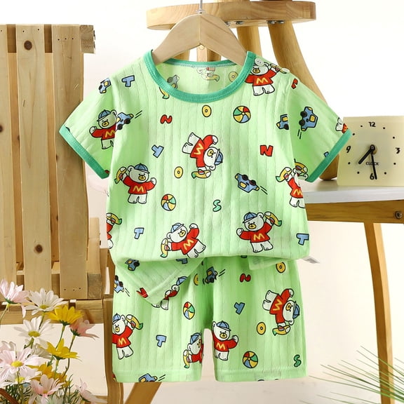 JCCXIN Girls Outfit Sets Toddler Baby Clothes Sets Soft Breathable Animal Print Round Neck Tops With Elastic Waist Pants Daily Spring Summer Casual Play Outfit Sets Cozy Dailywear