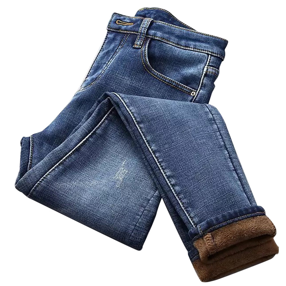 Enowshop Women High Waist Thermal Jeans 