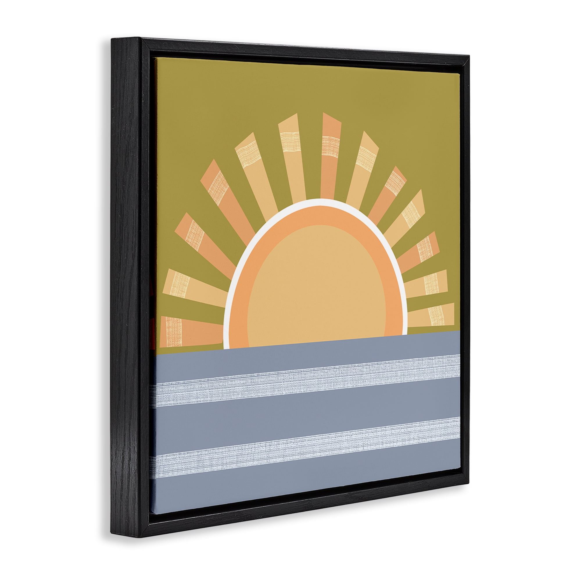 Stupell Industries Rising Sun Over Ocean Landscape & Nature Painting Black Floater Framed Canvas Art Print Wall Art, 25 x 25