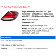 thumbnail image 2 of Right Passenger Side LED Tail Light Assembly - without Logo - Compatible with 2017 - 2018 Mercedes-Benz E300 2019, 2 of 2