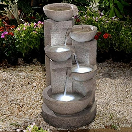 Multi-tier Bowls Water Fountain with Led Light