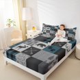 thumbnail image 4 of Homewish Safari Bear Deer Bed Sheets,Jungle Animal King Sheets,Gray Blue Plaid Sheet Set For Teens,Ultra Soft Home Decor,4-Piece, 4 of 7