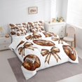 thumbnail image 3 of jejeloiu Rugby Football Sport 7-Piece Twin Bedding Sets,Brown Cute Bowknot Bedding Comforter Set For Boys Girls Reversible, 3 of 8