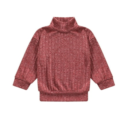 

Toddler Girls Boys Sweater Long Sleeve Solid Color Turtleneck Knitted Pullover Tops Fall Winter Warm Jumper