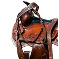 thumbnail image 3 of Resistance Western Horse Pleasure Adult Saddle with Floral Tooled - Genuine Leather 15" 16" 17" 18" & 20" With Free Tack Set, 3 of 7