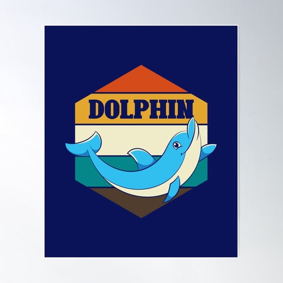 Sea Animal Lover Retro Ocean Dolphin Pullover Poster Wall Art, Modern Wall Decor For Living Room Bedroom, 16x24 UNFRAMED