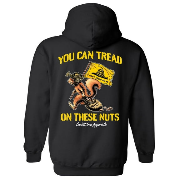 Combat Iron You Can Tread On These Nuts Fleece-Lined Hoodie, S, Black