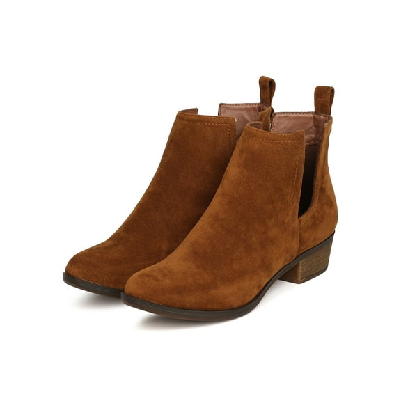 Breckelles Austin-14 Tan Vegan Suede Womens Dress Cut Out Pull On Riding Booties (Tan, 6)