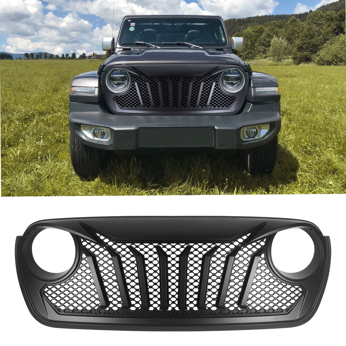 Grill Grille，VETOMILE Front Grill Grille For 2018-2019 Jeep Wrangler JL ...