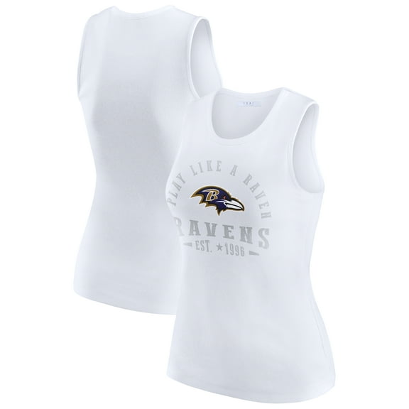 Women's WEAR by Erin Andrews  White Baltimore Ravens Ribbed Graphic Tank Top