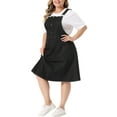 thumbnail image 2 of Unique Bargains Women's Plus Size Overall Button Up Adjustable Strap Denim Dress 2X Black, 2 of 5