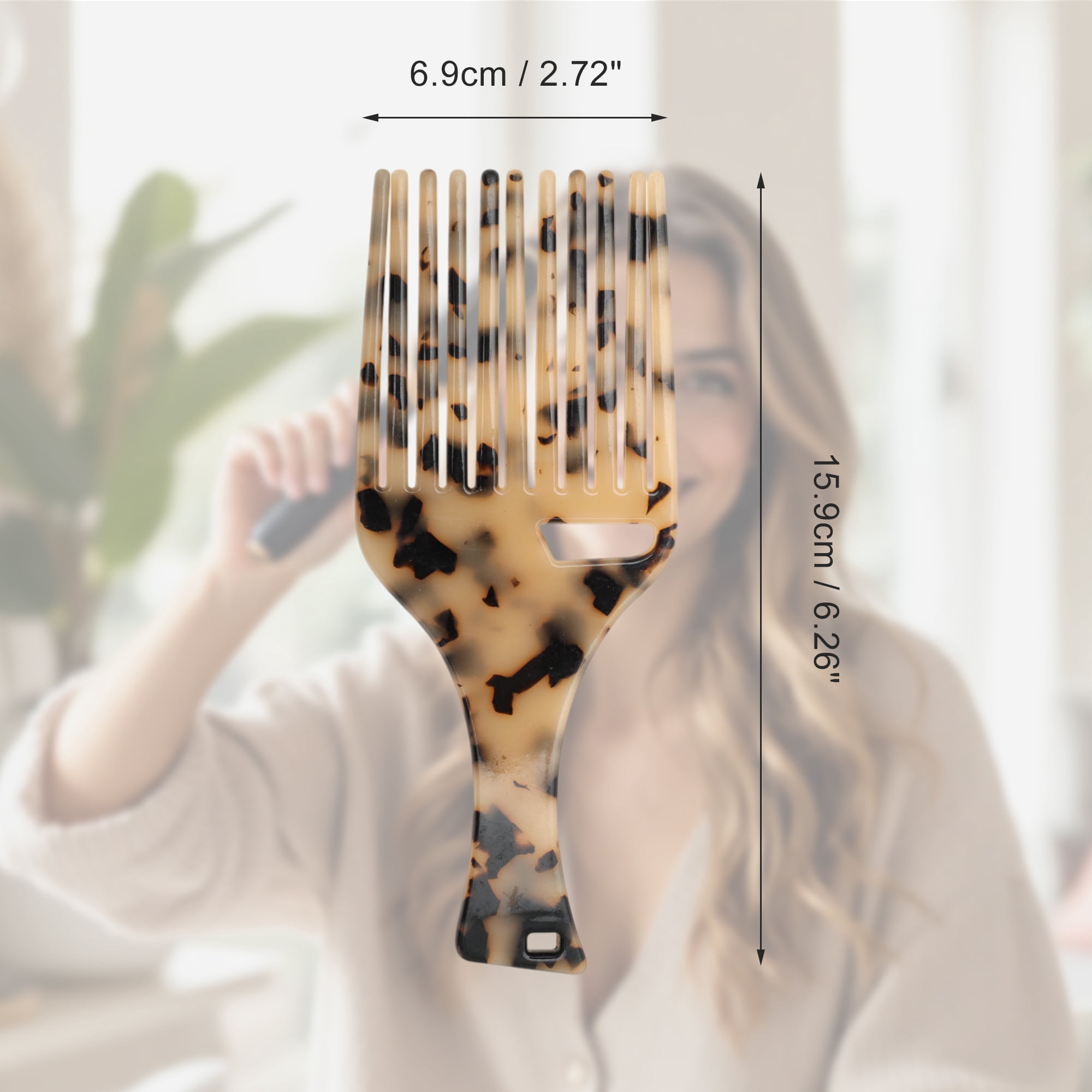 Unique Bargains 1 Pc Long Handle Hair Insert Comb for All Hair Types Styles Beige, Black