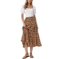 thumbnail image 2 of INSPIRE CHIC Flowy Maxi Skirt for Women Summer Elastic High Waisted Casual A-Line Long Skirts M Brown, 2 of 6
