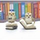 thumbnail image 1 of RV Figuras de búho, 2 piezas, estatua de libro de lectura de búho, colección de esculturas de animales, figuras para decoración del hogar y regalo Sailing Electrónica, 1 of 5