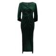 thumbnail image 4 of KaLI_store Formal Dresses Women's Elegant Bridesmaid Dresses Long Sleeves Formal Evening Gown Party Dress Green,L, 4 of 5