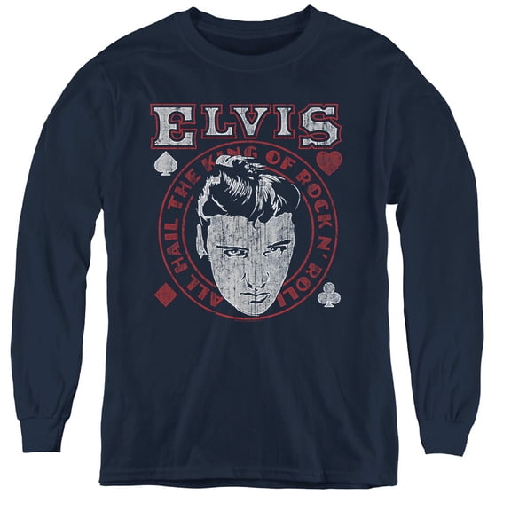 Elvis Presley Hail The King Youth Long Sleeve T-Shirt Navy