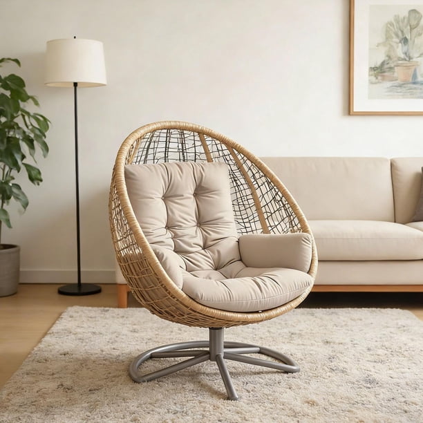 Cojín para silla columpio estilo bohemio, cojín para asiento de columpio de jardín, cojín para silla huevo, cojín colgante para exterior Caqui