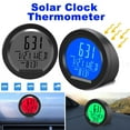 thumbnail image 2 of Solar-Powered Car Clock With Thermometer - Digital LCD Display Shows Time, Date, Weekday & Temperature For Dashboard, Auto Stick-On Design,Solar Clock, 2 of 6