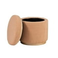 thumbnail image 4 of Bowery Hill Round Padded Storage Ottoman Light Wood Trim in Tan Sherpa Fabric, 4 of 13