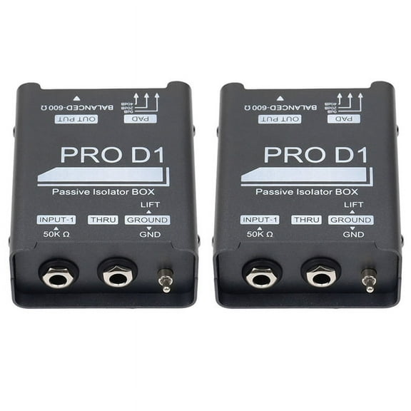 PRO D1 Passive Isolator BOX Audio Isolator Guitar DI Box Impedance Converter DI BOX Current Sound Noise Mixer,2 * Audio Isolator