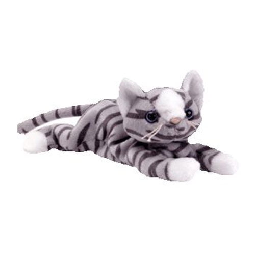 TY Beanie Baby 6" MILLIE Grey Tabby Cat Plush Stuffed Animal Toy w/ Heart Tags 