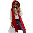 thumbnail image 1 of Bellella Manteau Femme Sans Manches Veste Gilet Simple à Capuche Col à Capuche Extérieur Rouge TG, 1 of 3