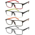 thumbnail image 1 of acavefox 4 Pack Reading Glasses Men Readers Blue Light Blocking Comfortable Rubber Temple Wide Frame Computer Eyeglasses 3.75, 1 of 8