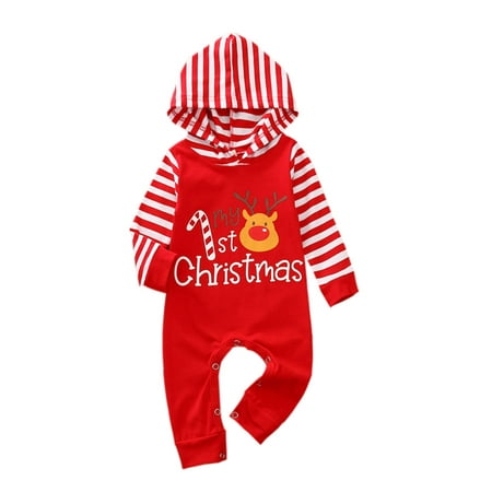 

Infant Baby Boy Girl My first Christmas Romper Long Sleeve Knitted Sweater Jumpsuit Elk Warm Winter Outfits Clothes