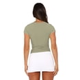 thumbnail image 5 of Sexy Short Sleeve Top for Women Solid Slim Fitted Shirt Tee Basic Crew Neck Crop Top Blouse, 5 of 6