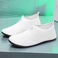 thumbnail image 6 of CIENVNSTG Unisex Honeycomb Textured Decorative Buckle Barefoot Water Shoes Quick‑Dry Non‑Slip Translucent Sole Aqua Socks Slip‑On Breathable Footwear for Beach Swim Surf White 40, 6 of 7