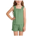 thumbnail image 4 of Girls Pajama Set With Cute Print Home Short Sleeve Shorts Pajama Set Print Tank Tops Elastic Shorts Pants Set Cartoon Print 2PCS Set Dailywear Set 5-6 Years, 4 of 7