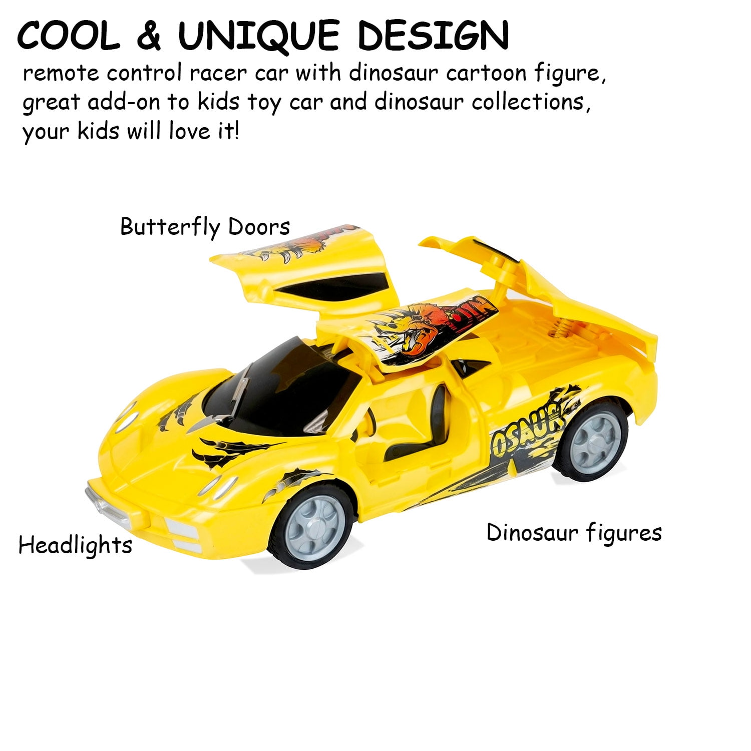 RC Car Toys for Kids, Remote Control Adventurous Fast Speedy Racer Car with Butterfly Doors Toy Gifts for Boys Girls