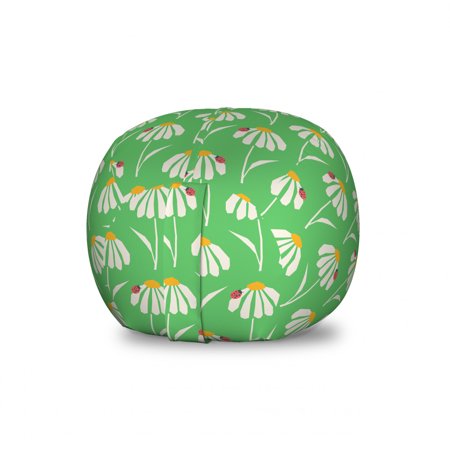 English Garden Storage Toy Bag Chair  Vibrant Daisy Flowers with Ladybugs on Petals Summer Botanical Pattern  Stuffed Animal Organizer Washable Bag  Small Size  Multicolor  by Ambesonne
