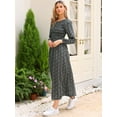 thumbnail image 4 of DARING DIVA Floral Smocked Long Puff Sleeve A-Line Boho Maxi Dress XS Black, 4 of 6
