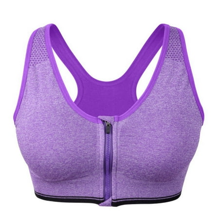 

Women s Front Zipper Sports Bra Yoga Running Fitness Breathable Seamless Wirefree Padded Push Up Underwear Tops Large Size