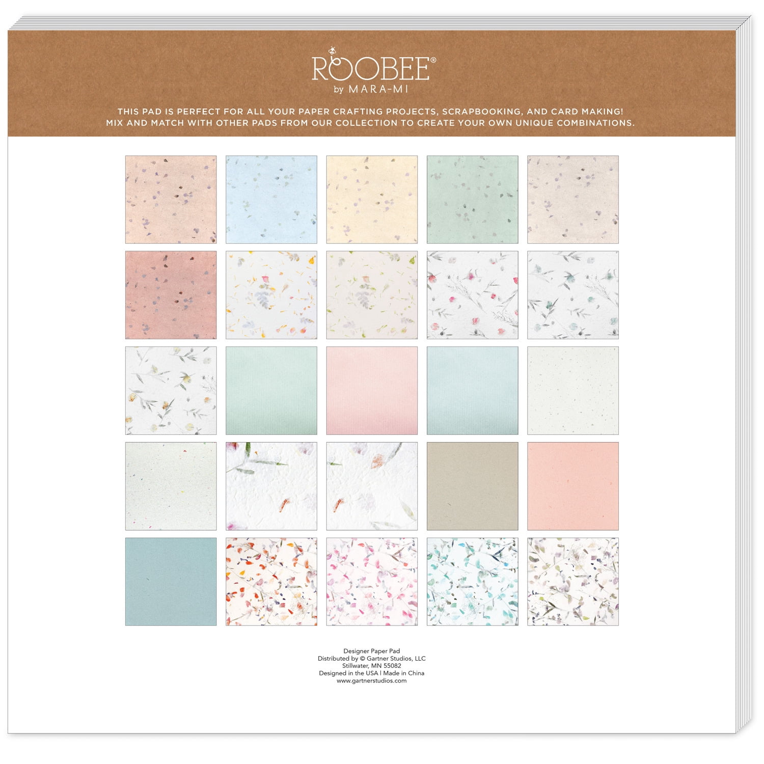 Roobee by Mara Mi Natural Paper Pad 12" x 12" - 24 lb/ 100 GSM, 50 sheets